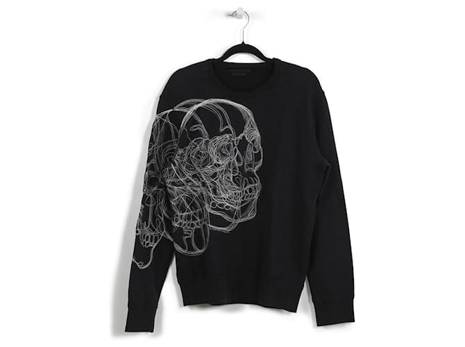 Alexander McQueen Black & Cream Skull Embroidery Sweatshirt Cotton  ref.787116