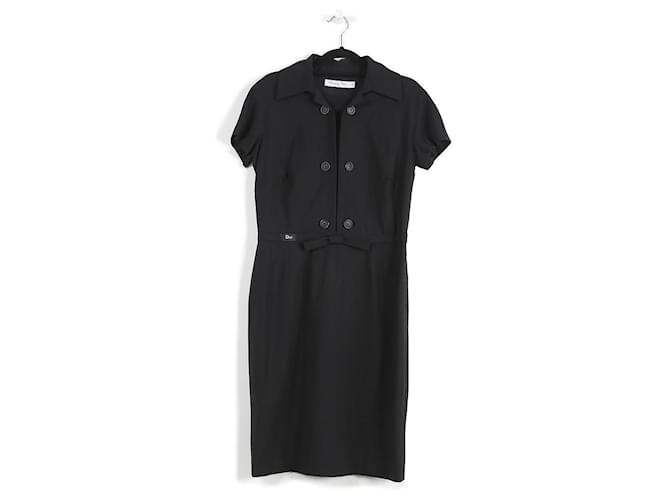 Christian Dior Black Midi Dress With Cap Sleeves Cotton  ref.787136