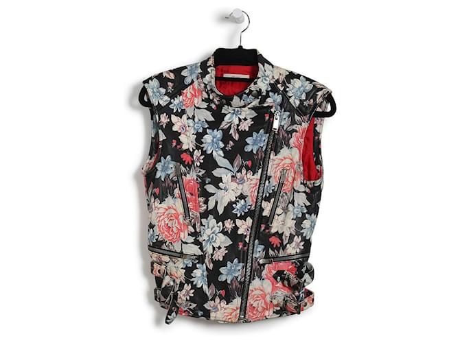 Céline Celine Multicolor Floral Printed Leather Gilet Multiple colors  ref.787144