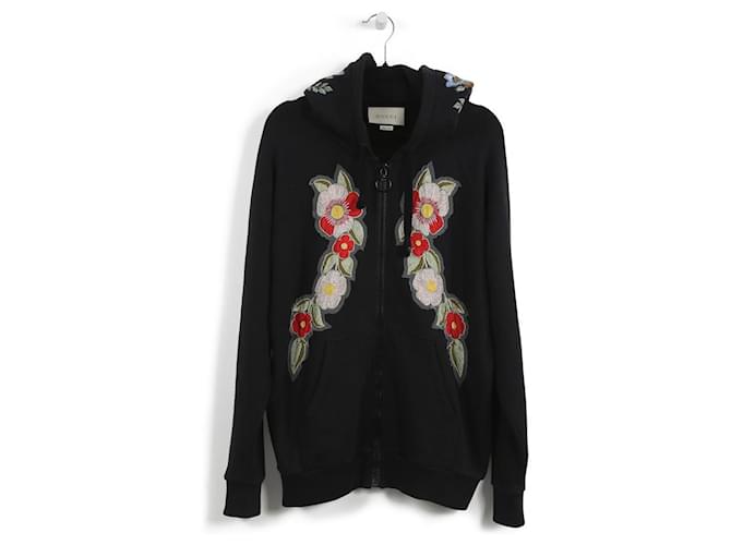 Gucci Sudadera con capucha de satén bordado floral XSmall en venta