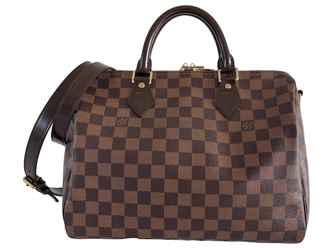 Louis Vuitton Speedy 30 bandouliere shoulder bag crossbody damier ebene Brown  Dark brown Leather Cloth ref.787609 - Joli Closet