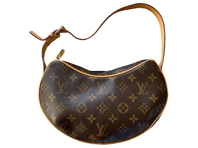 Louis Vuitton Croissant PM small size shoulder bag petite monogram Brown  Dark brown Leather Cloth ref.787629 - Joli Closet