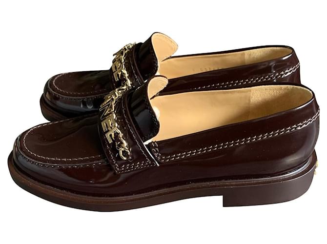 Chanel Loafers Cognac Patent leather  ref.787934