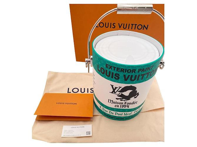 Louis Vuitton Virgil Abloh Bote de pintura Verde Cuero  ref.788103