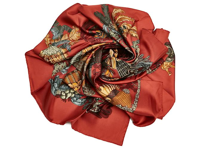Foulard en soie Hermès Chapeau rouge Tissu  ref.788177