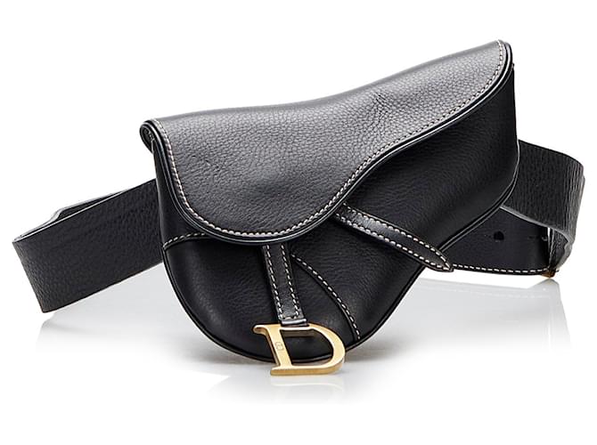 Dior Black Leather Saddle Belt Bag