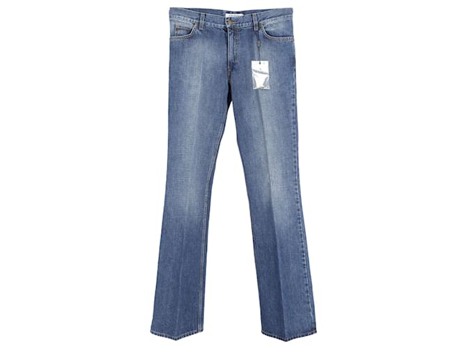 Saint Laurent YSL Bootcut-Denim-Jeans aus blauer Baumwolle  ref.788372