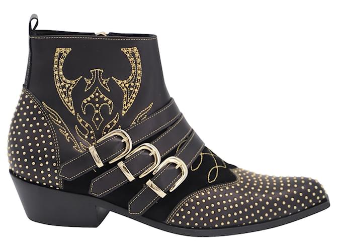 Anine Bing Penny Studded Ankle Boots in Black Leather ref.788394