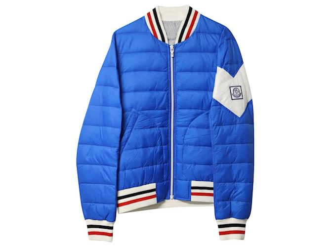 Moncler Gamme Bleu Quilted Shell Bomber Jacket in Blue Goose Down  ref.788408