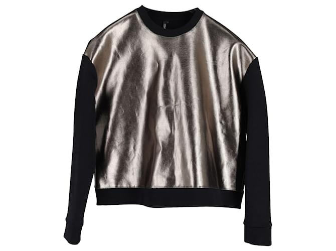 Neil Barrett Two-Tone Crewneck Sweater in Metallic Cotton  ref.788434