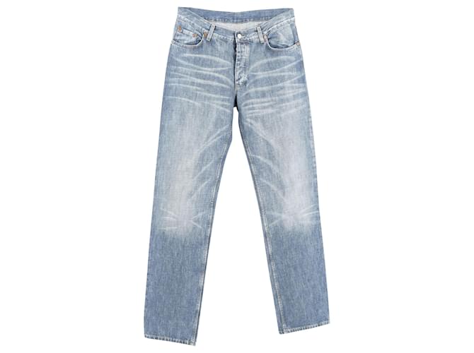 Gucci Straight Leg Light Wash Denim Jeans in Light Blue Cotton  ref.788485