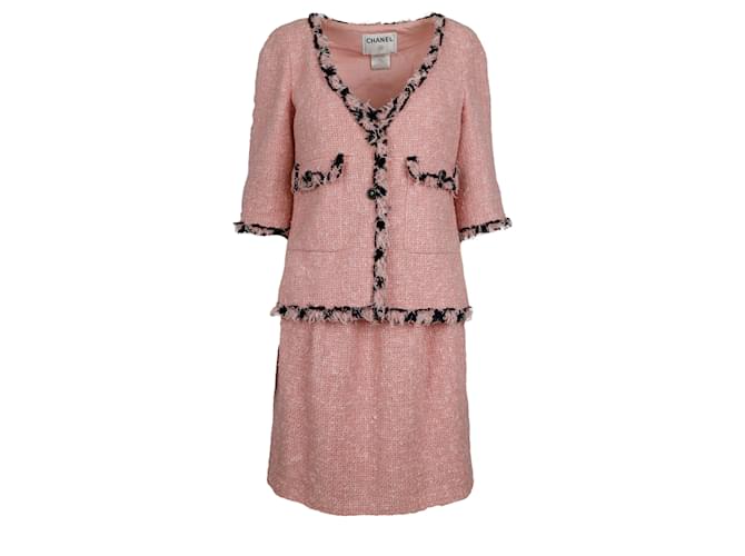 Chanel Pink Bouclé Mini Dress & Jacket Ensemble Cotton  ref.788498