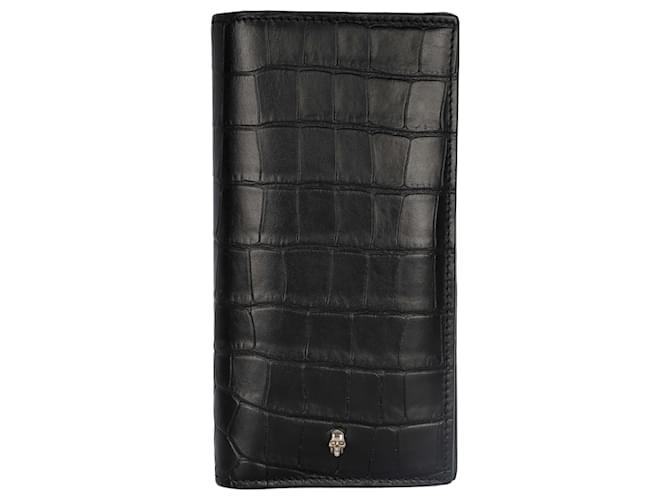 Alexander McQueen Leather Compact Wallet - Black Wallets