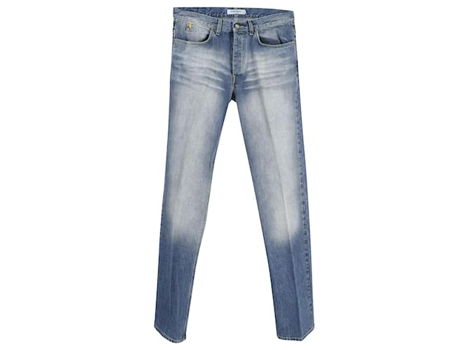 Calça jeans reta Saint Laurent em jeans de algodão azul  ref.788601