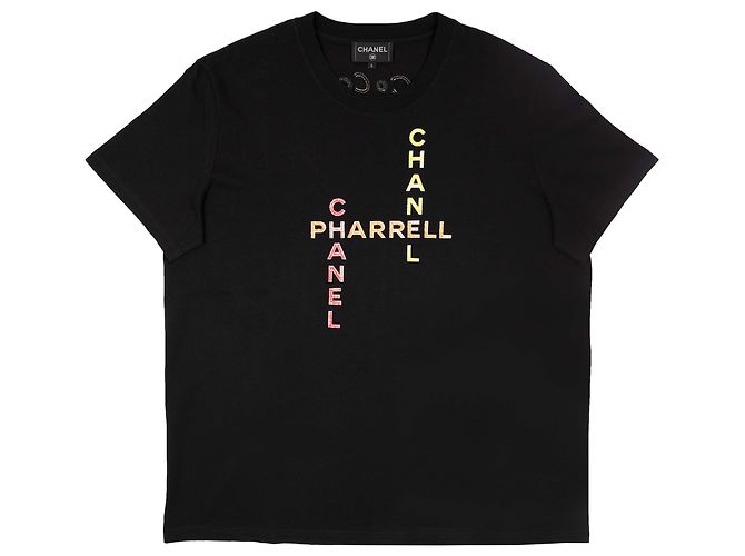 Timeless T-shirt nera in cotone decorata Chanel Chanel X Pharrell Nero
