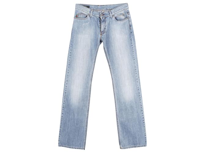 Jeans Gucci a gamba dritta con lavaggio chiaro in cotone azzurro Blu Blu chiaro  ref.788606