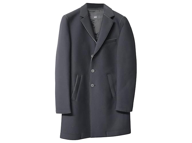 Hugo Boss Boss Single-Breasted Coat in Black Polyamide  ref.788620