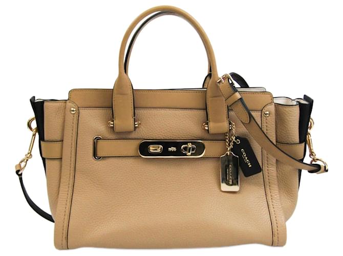 Coach COAG SWAGGER Bege Couro  ref.788708