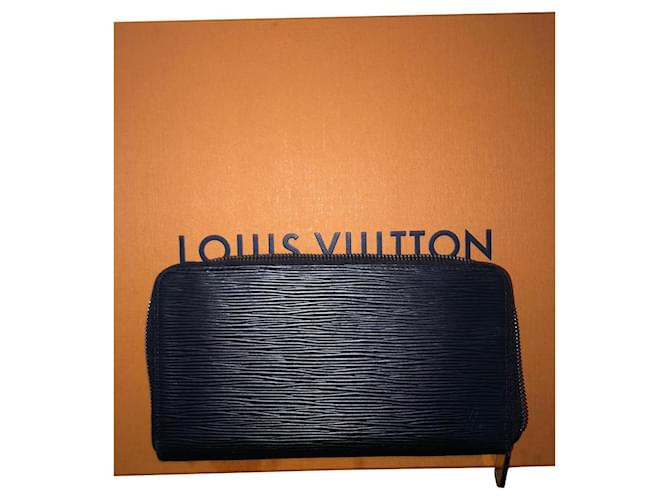 Louis Vuitton Organizador Zippy Negro Cuero  ref.789115