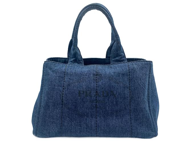 Tote Prada Canapa-Tasche aus blauem Denim John  ref.789166