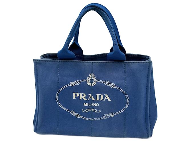 Tote Blaue Canapa-Tasche von Prada aus Segeltuch Leinwand  ref.789167