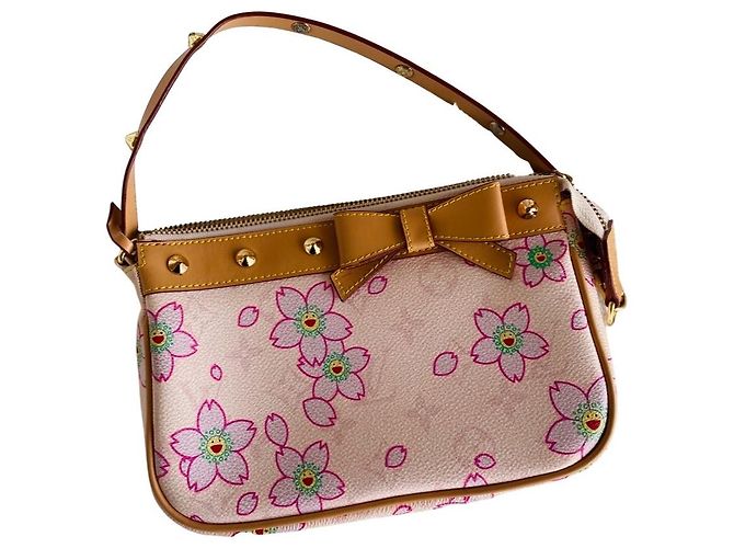 2003 Louis Vuitton Takashi Murakami Rosa Bege Castanho claro
