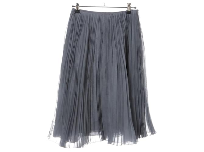 Chanel grey silk pleated skirt FR36  ref.789609