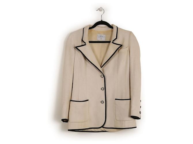 Chanel Jacket Black White Tweed ref37818  Joli Closet