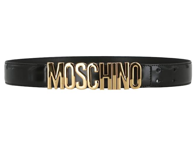 Cintura Moschino in pelle con logo Nero  ref.790020
