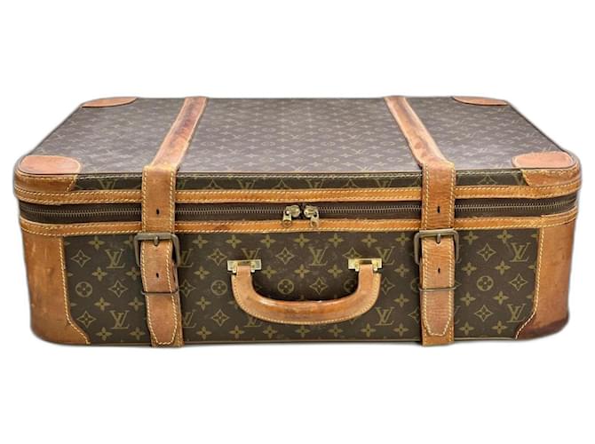 Louis Vuitton Stratos suitcase 70 Rare Brown Leather Cloth  ref.790264