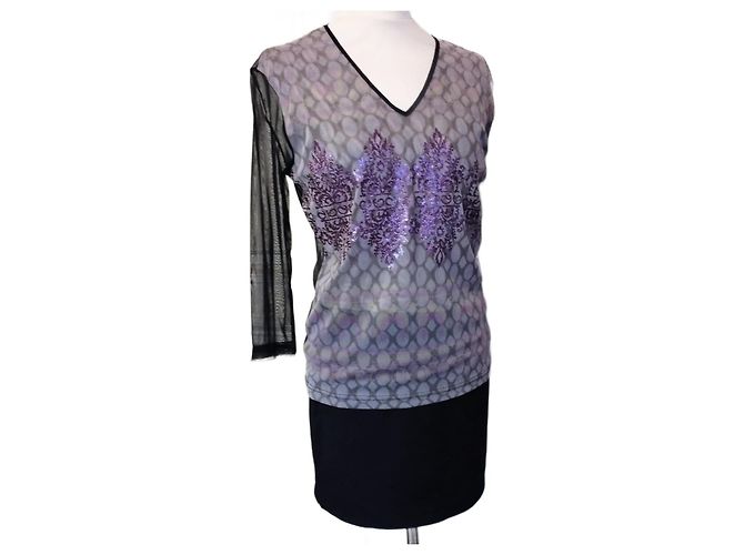 TOP DE NOCHE BARROCO BIFACE DE CHRISTIAN LACROIX CON ESTAMPADO IRIDISCENTE S 38 Multicolor