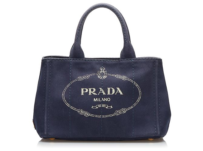 Bolsa Prada Blue Canapa Logo Azul Azul escuro