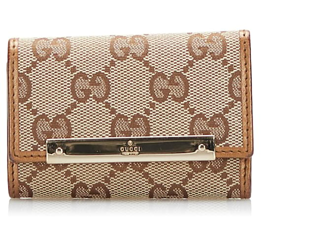 Porta-chaves Gucci Brown GG Canvas Marrom Bege Lona Pano  ref.790672
