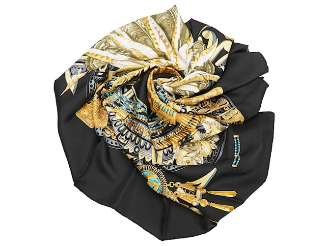 Hermès Foulard en soie Hermes Mexique noir Tissu  ref.790713