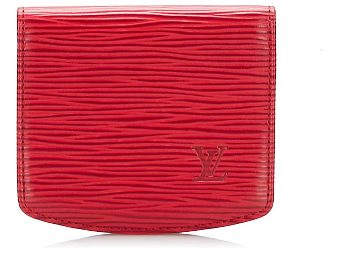Pochette à monnaie Epi rouge Louis Vuitton Cuir  ref.790720