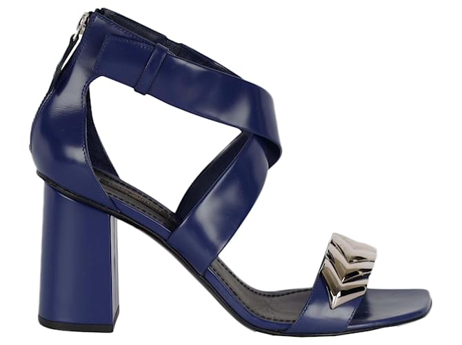 Louis Vuitton Calfskin Westbound Block-heel Sandals Blue Leather ref.790794  - Joli Closet