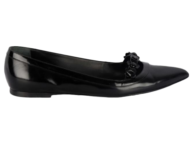 Louis Vuitton Black Fleur Pointed Toe Flat Leather  ref.790796