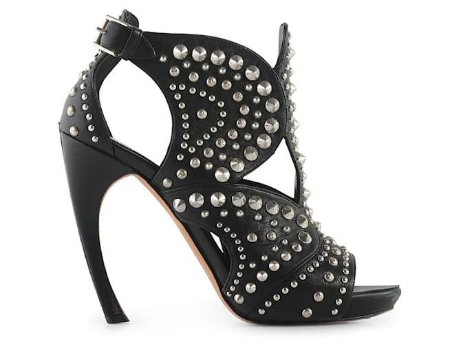 Alexander McQueen Black Studded Heeled Sandals | Lyst