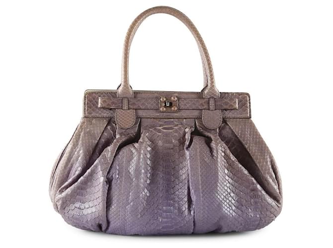 Zagliani Lilás Python Puffy Bolsa Hobo Roxo