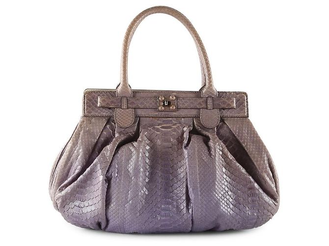 Zagliani Lilas Python Puffy Hobo Bag Violet