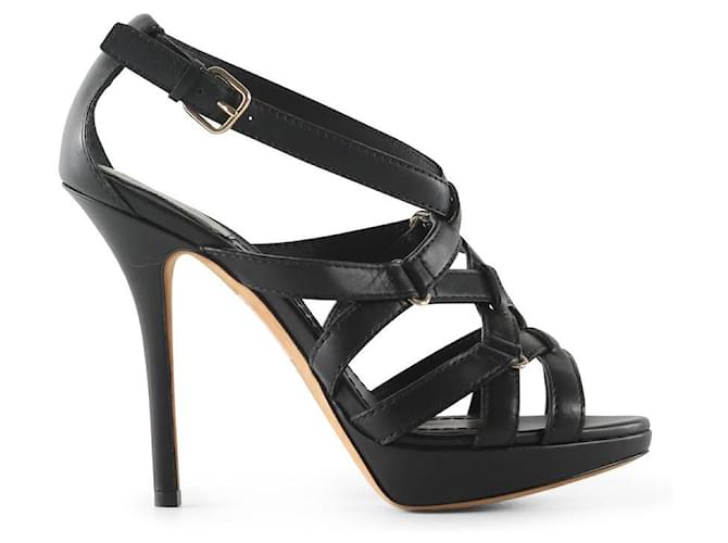 Christian Dior Black Leather Criss Cross Sandals  ref.790921