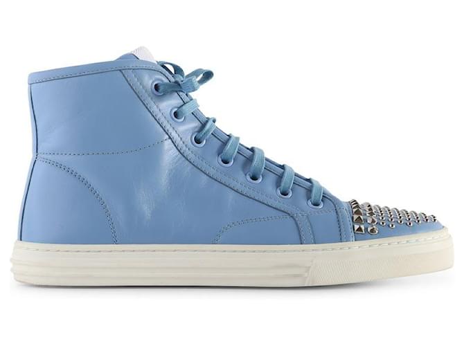 Gucci Blue Leather Studded Accents Sneakers  ref.790955