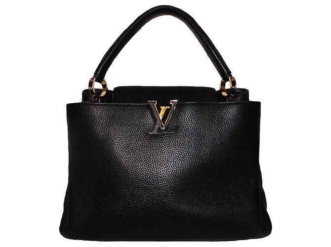 BORSA CAPUCINES LOUIS VUITTON TAURILLON IN PELLE Nero