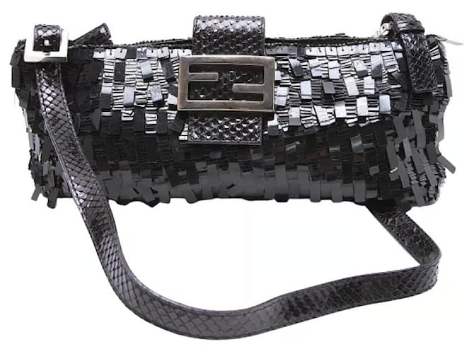 Fendi Python Sequin Bag Black  ref.791182