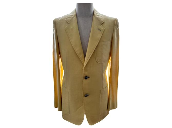 Yves Saint Laurent Sartorial cachemire linen balzer jacket Yellow Cashmere  ref.791184
