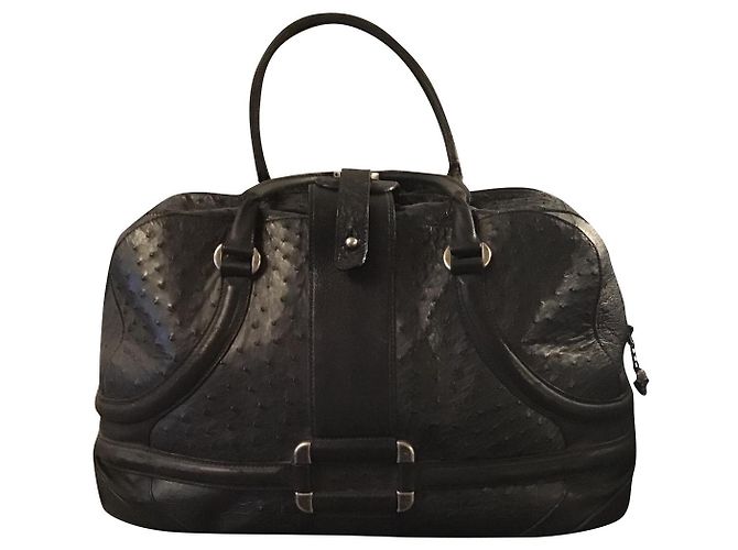 Alexander McQueen sac à main cuir d'autruche noir
