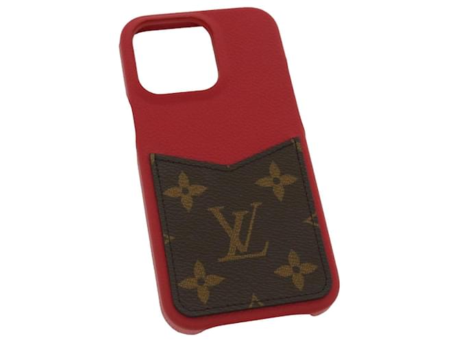 LOUIS VUITTON Monogram iPhone bumper 13pro Case Scarlet M81225 LV Auth 35678 Cloth  ref.791239