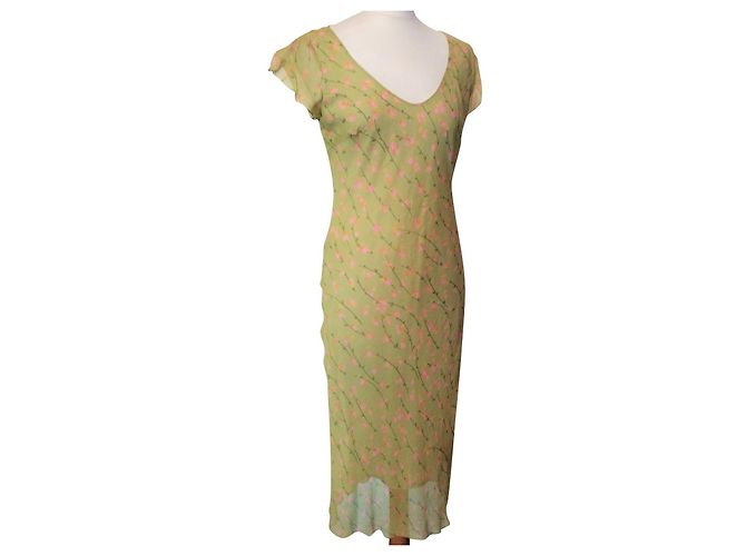VANESSA BRUNO KLEID KLEID COCKTAIL SEIDE APFEL ABEND T 36/40 Hellgrün