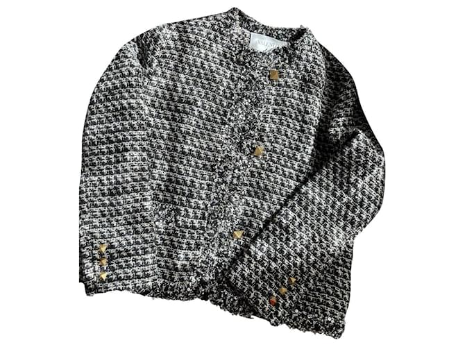 Chaqueta de tweed con detalle de lentejuelas de Valentino Negro  ref.791416