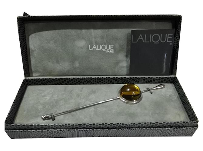 broche vintage Lalique 1991 Prata Amarelo  ref.791419